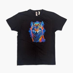 NWT Vibrant Neon Solo Wolf Graphic Print Short-Sleeve T-Shirt (Black | M)